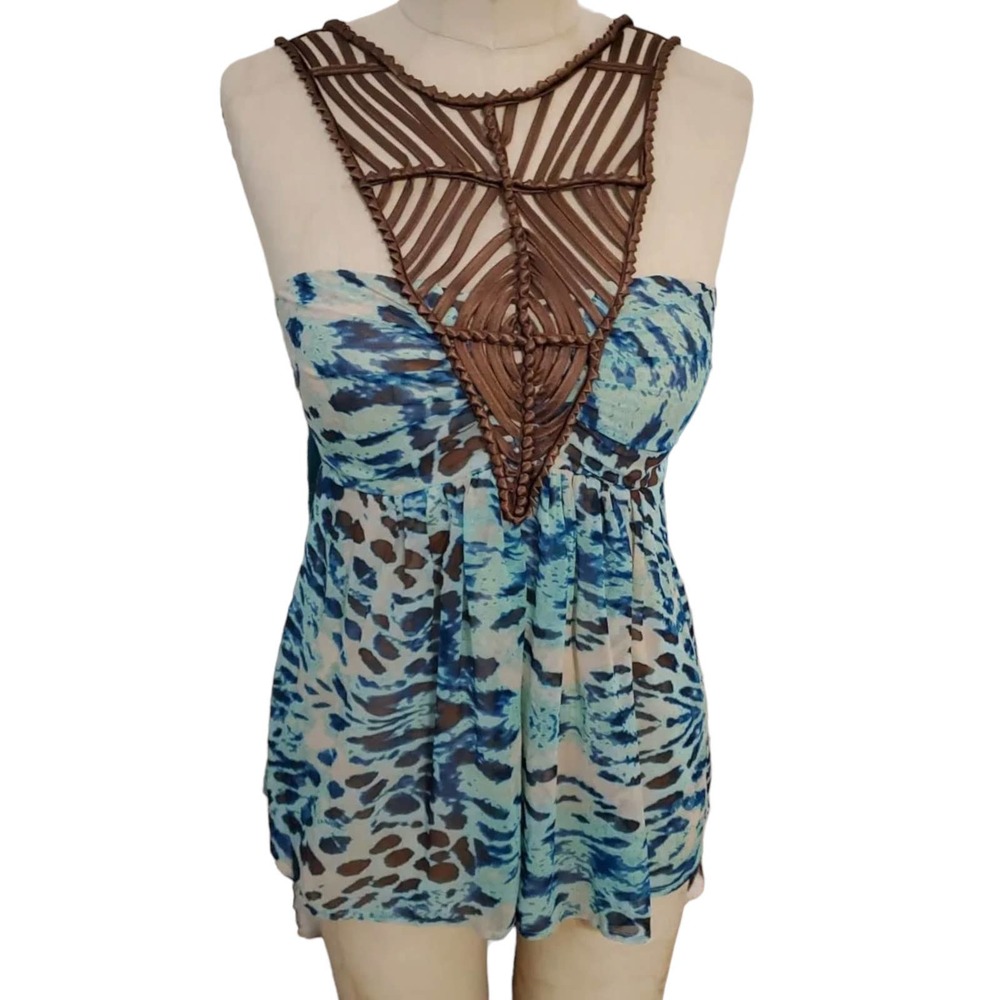 Boston proper boho halter animal print tank